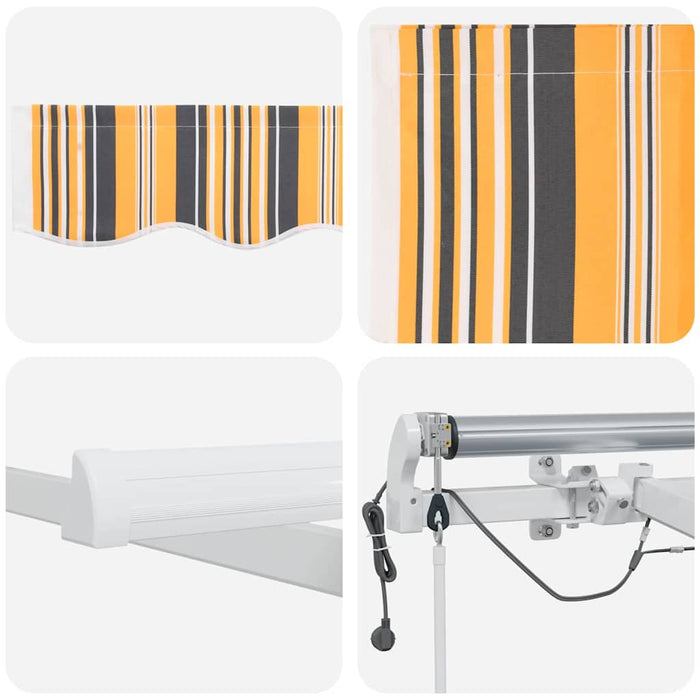 Automatisk Utstrykksmarkise med LED, Flerfarget Stripe, 600 x 300 cm