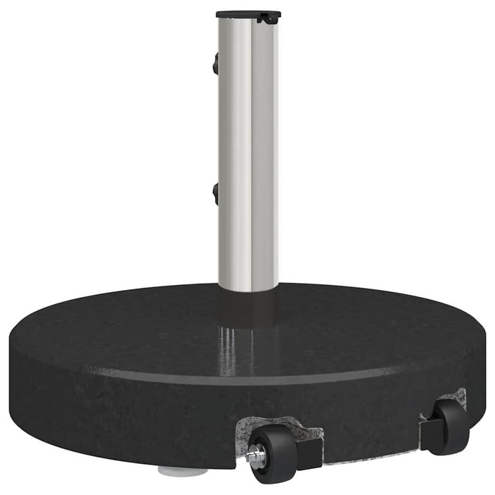 Hjulparasolbase med Håndtak Svart Granitt 29 kg Rund