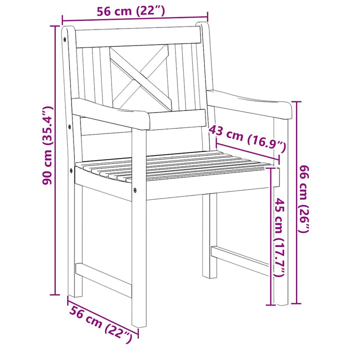 Hage Stoler 4 stk 56x55,5x90 cm Solid Akasietre