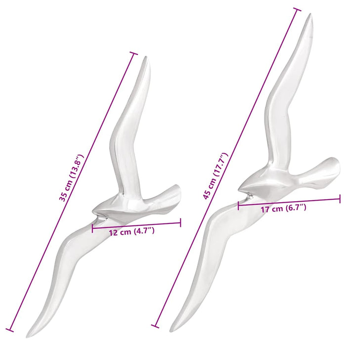 Veggmontert måke 2-pakning sølv aluminium
