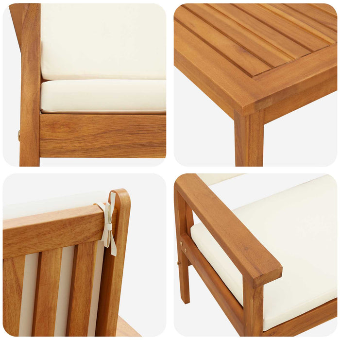 3-delt hage bistro sett med puter i massivt akasietre