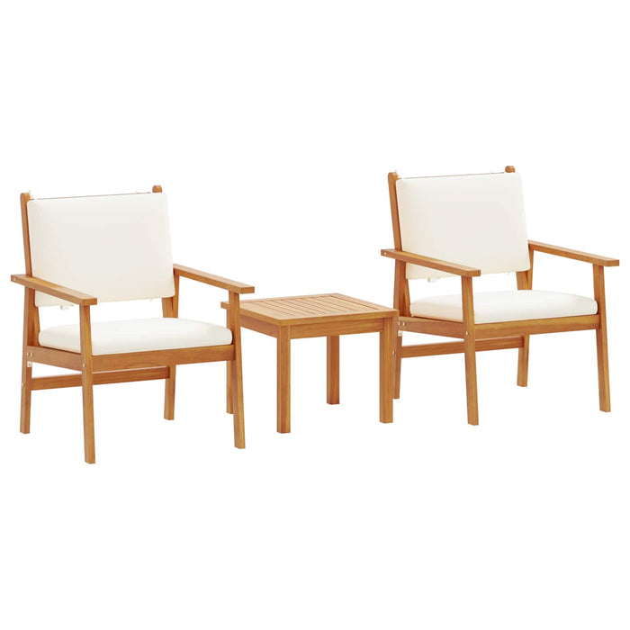 3-delt hage bistro sett med puter i massivt akasietre