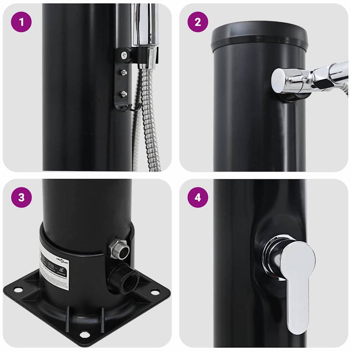 Utendørs soldusj med håndholdt dusjhode, 217 cm, 20 L