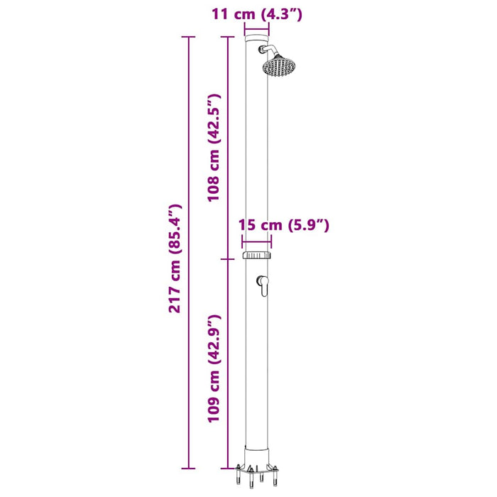 Utendørs Soldusj 217 cm 20 L