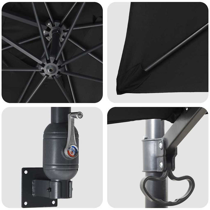 Uteplassparasoll Svart Polyester, Stål Stor Vippbar