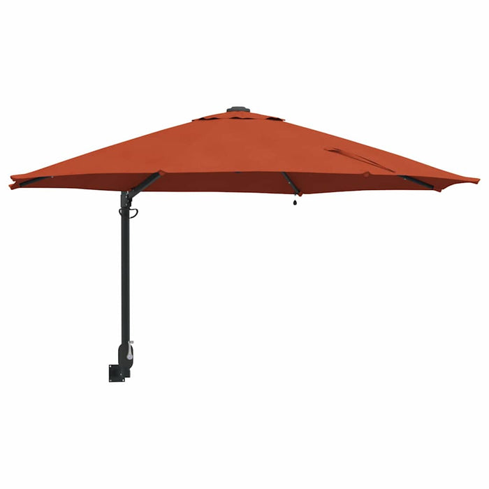 Veggmontert hageparasol med LED-lys Terracotta 248 cm