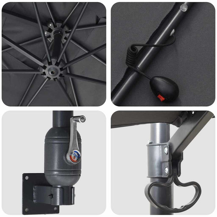 Hageparasol Antrasitt 248.5 x 247.5 x 160 cm stoff