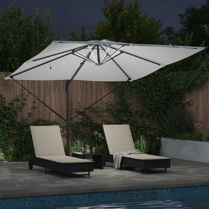 cantilever Roma parasoll med LED-lys Sand 286x285x270 cm Aluminium