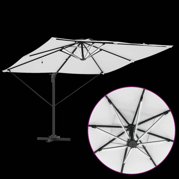 cantilever Roma parasoll med LED-lys Sand 286x285x270 cm Aluminium