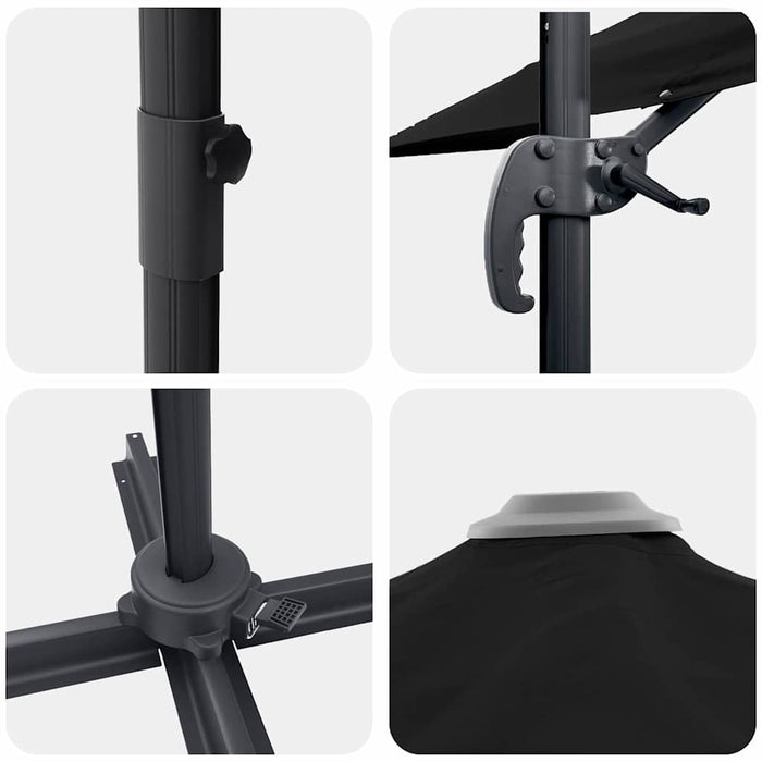 Cantilever Roma Parasol Sort 286x285x265 cm i aluminium