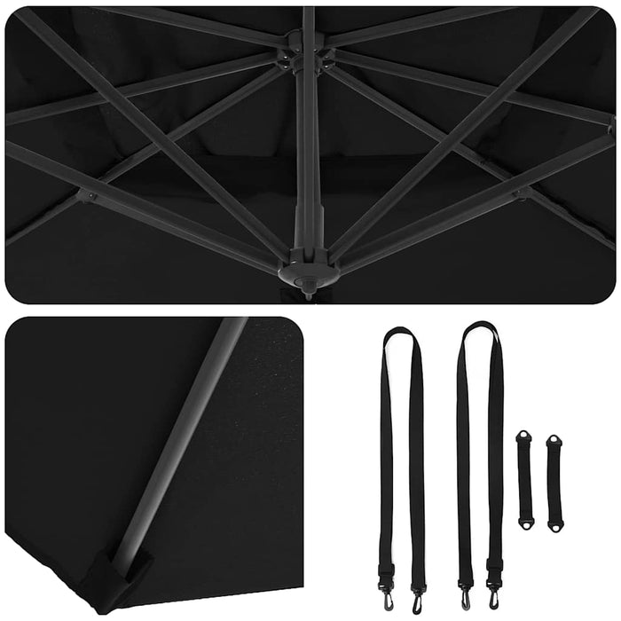 Cantilever Roma Parasol Sort 286x285x265 cm i aluminium