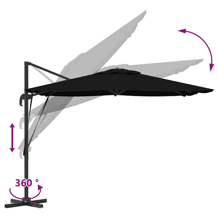 Cantilever Roma Parasol Sort 286x285x265 cm i aluminium