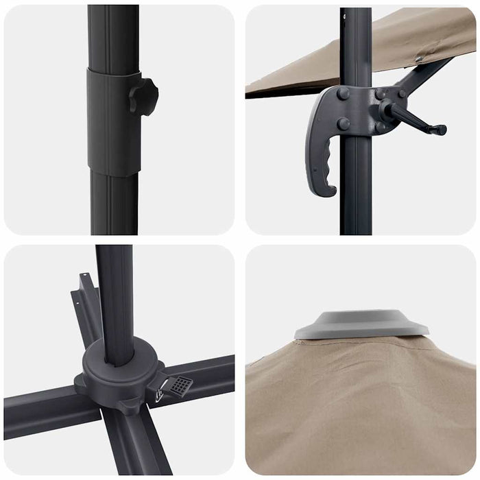 Cantilever Parasoll Taupe Polyester Stor Sammenleggbar