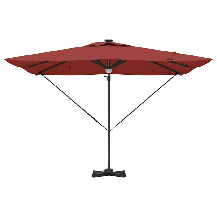 Cantilever Roma Parasol med LED-lamper i terrakotta, 286 x 285 x 270 cm, laget av aluminium.