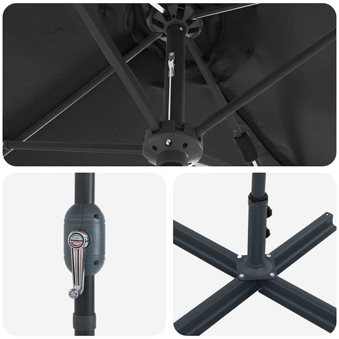 Hageparasol Svart 380 x 196 x 235 cm Pulverlakkert stål