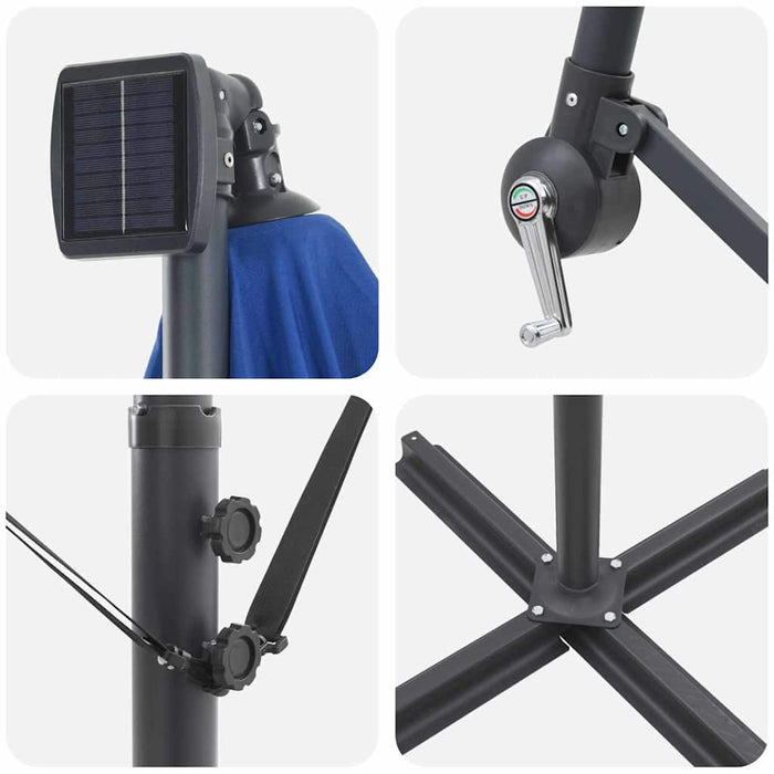 Kantilever bananparasol med lås Blå 294 x 200 x 254 cm