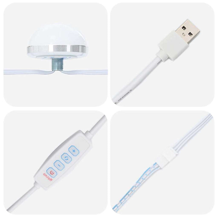 2-delt sminkebordsett med LED i svart konstruert tre