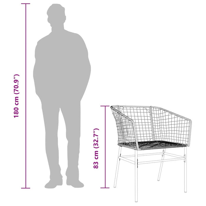 Hagespisegruppe 5 deler svart polyrotting glass
