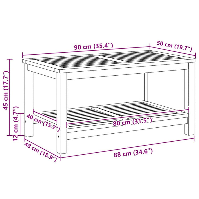 Kaffebord 90x50x45 cm Solid akasietre