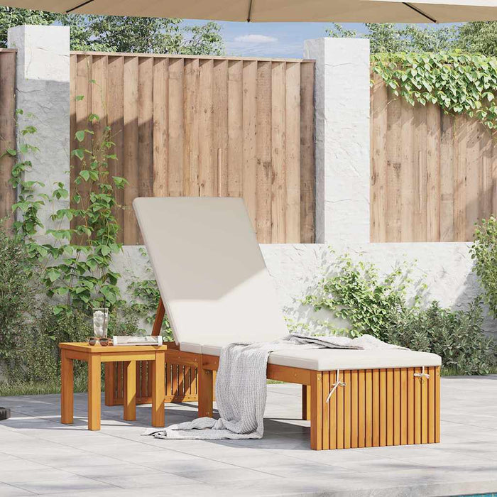 Solstol med pute 200x55x30 cm Massivt akasietre