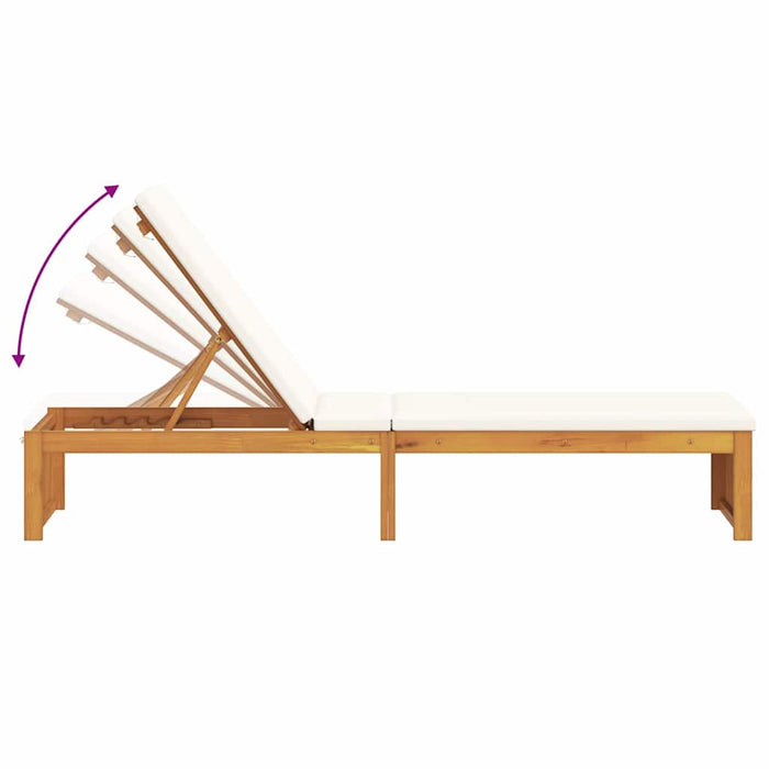 Solstol med pute 200x55x30 cm Massivt akasietre