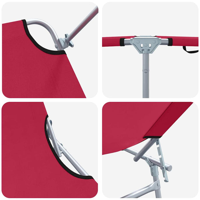 Sammenleggbare Solstoler 2 stk med Kuppel Rød 600D Oxford Stoff