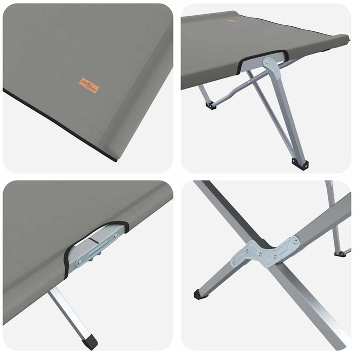 Sammenleggbart Campingbed Grått Aluminium Stor Sammenleggbar