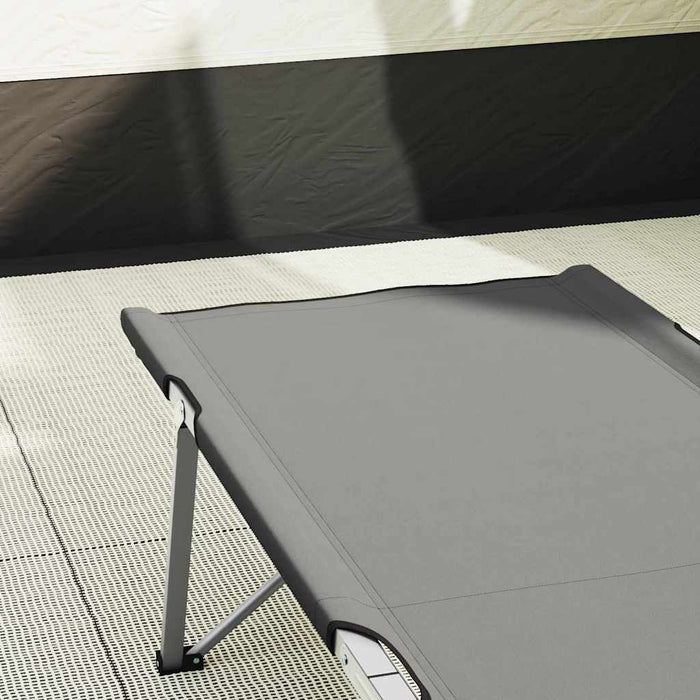 Sammenleggbare Camping Senger 2 stk med Bæretaske Grå 600D Oxford Stoff