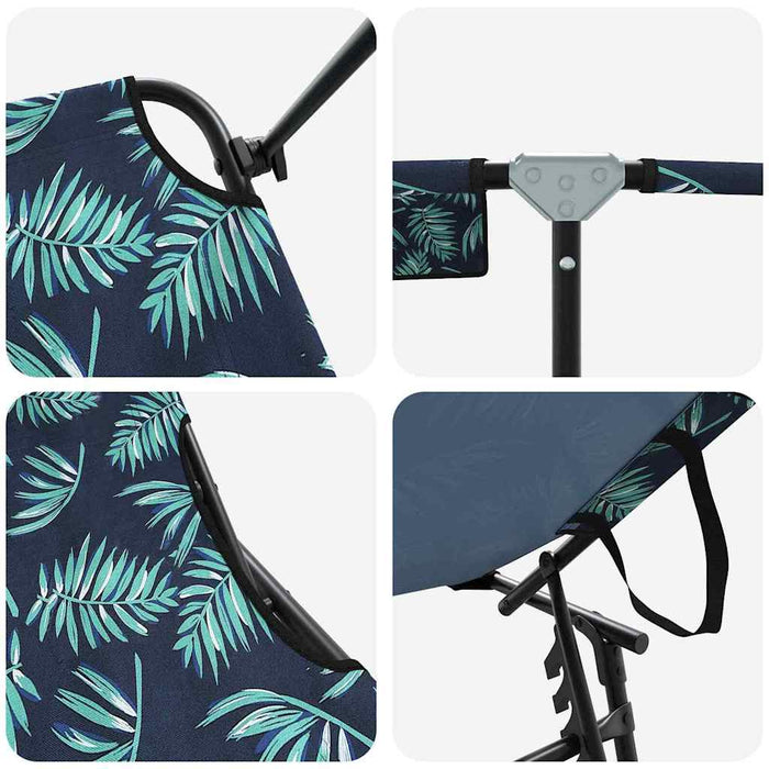 sammenleggbar solstol med kanopi løvmønster 600D Oxford-stoff