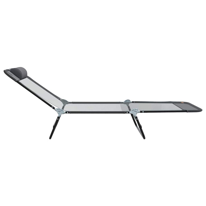 Sammenleggbare solstol med hodepute Grå Textilene