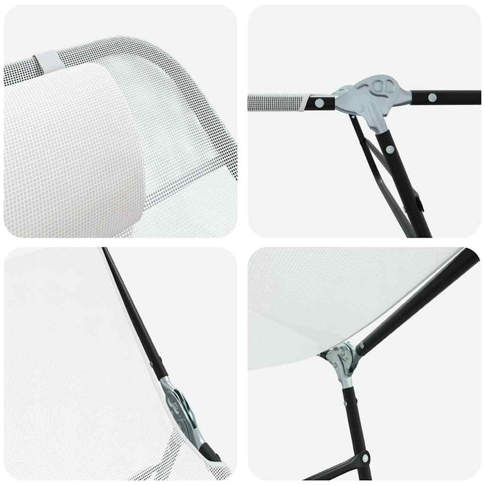 Sammenleggbare Solstoler 2 stk med Hodepute Krem Textilene