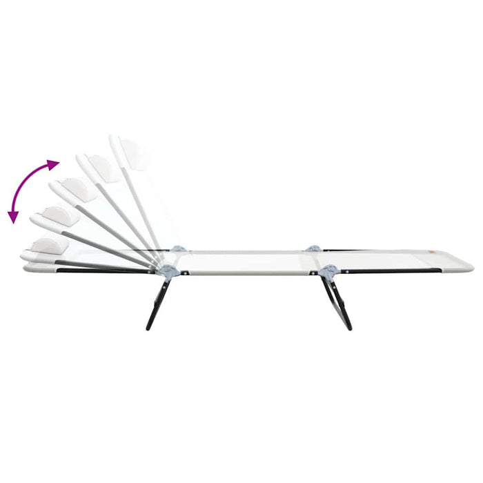 Sammenleggbare Solstoler 2 stk med Hodepute Krem Textilene