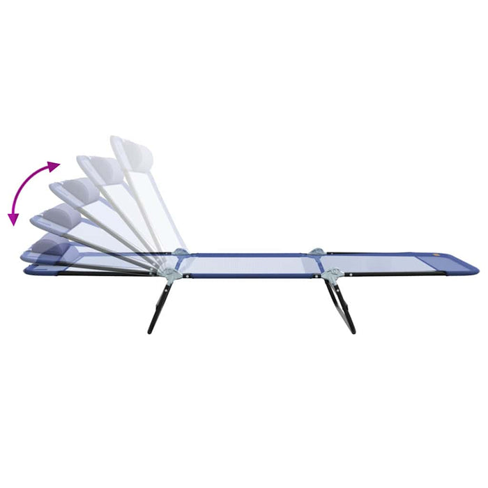 sammenleggbare solstoler 2 stk med hodepute Havblå Textilene