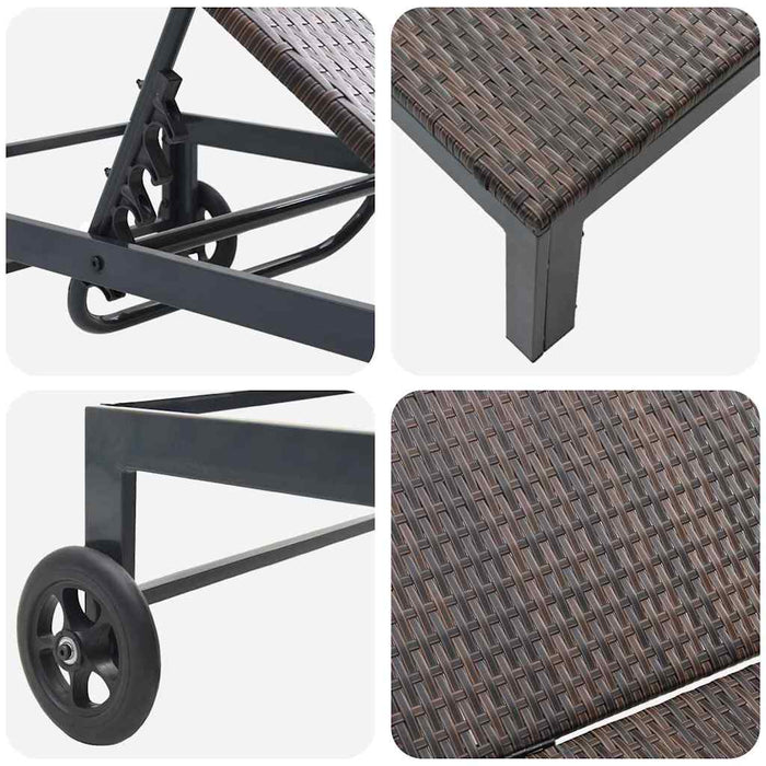 Solsenger 2 stk med hjul og bord Brun Polyrotting