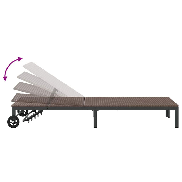 Solsenger 2 stk med hjul og bord Brun Polyrotting