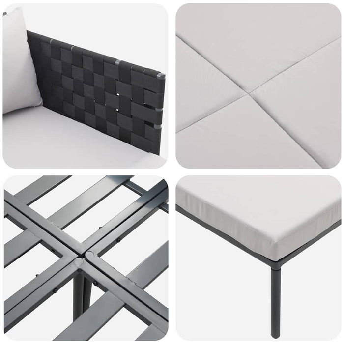 Solseng med puter for 2 personer Anthracite 115x153x69,5 cm Stål