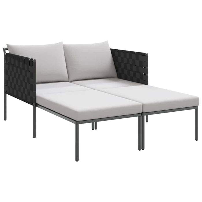 Solseng med puter for 2 personer Anthracite 115x153x69,5 cm Stål