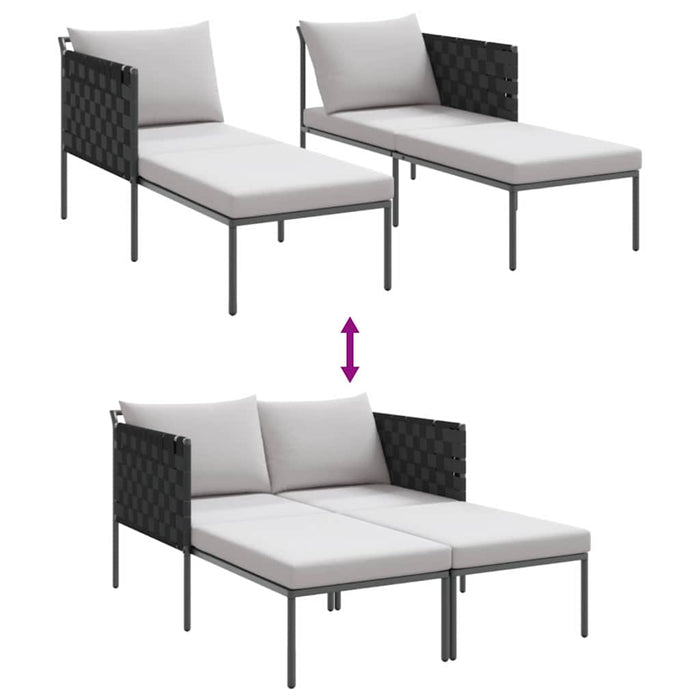 Solseng med puter for 2 personer Anthracite 115x153x69,5 cm Stål