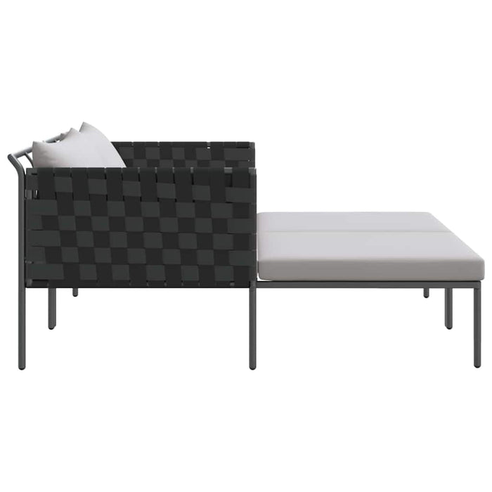 Solseng med puter for 2 personer Anthracite 115x153x69,5 cm Stål
