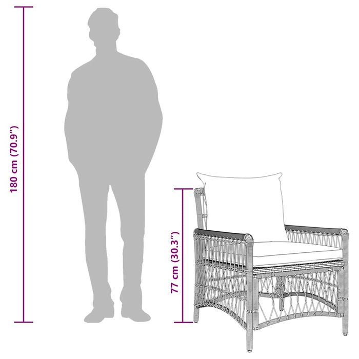 Hagemøbel med puter Beige 60x70x78 cm Poly Rattan