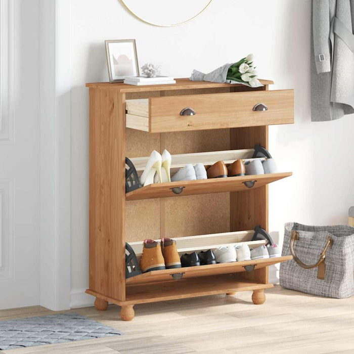 Skohylle "ASKIM" 85x35x108 cm Solid Tre Furu