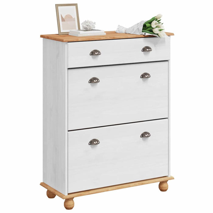 Sko skap ASKIM Hvit 85x35x108 cm Solid Tre Furu