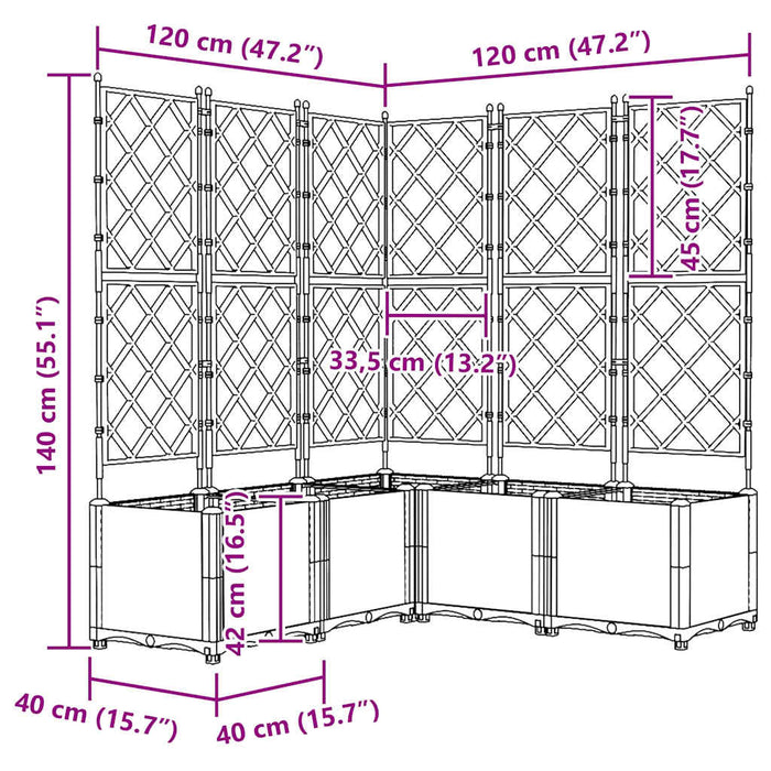 Hageplanter med gitter 5 stk Brun 120x120x143 cm