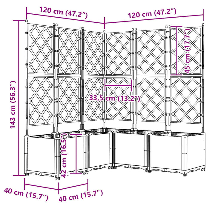 Hagepotte med klatrestativ 5 pcs Svart 120 x 120 x 143 cm PP