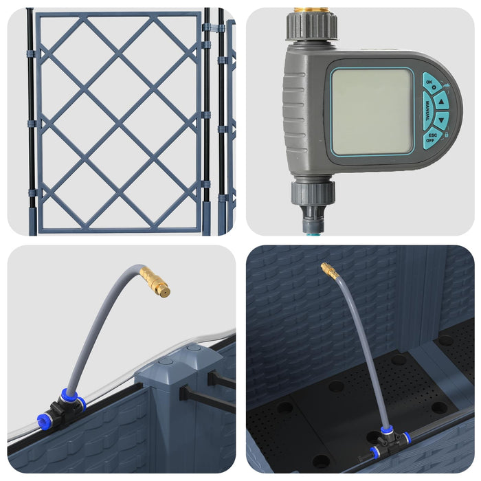 Hagepotte med klatrestativ Grå 40 x 40 x 143 cm PP