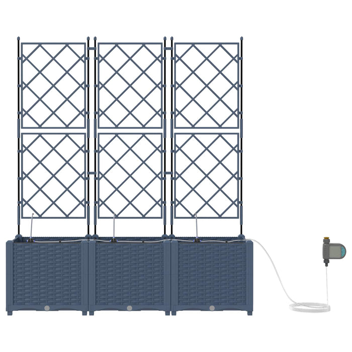 Hagepotte med klatrestativ 3 pcs Grå 120 x 40 x 143 cm PP