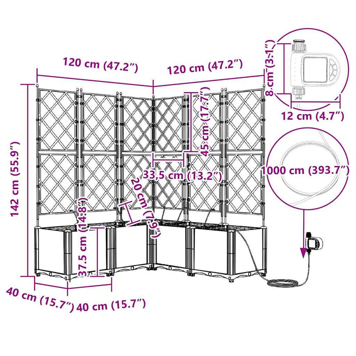 Hagepotter Hvit 120 x 120 x 142 cm Stål