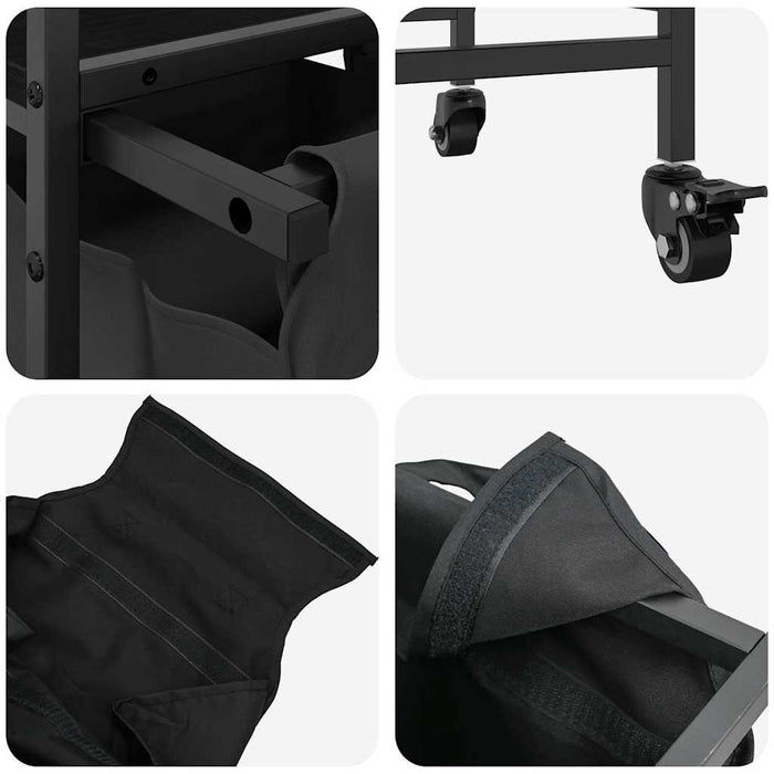 skittentøyskurv 2 rom med hyller svart eik