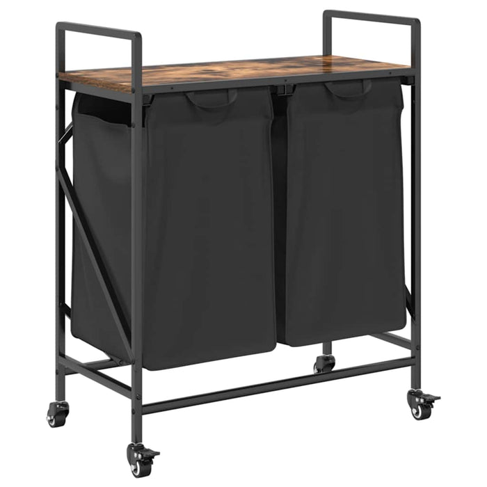 skittentøyskurv 2 rom med hyller røkt eik