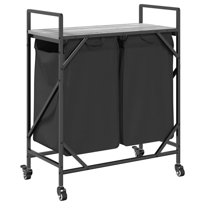 skittentøyskurv 2 rom med hyller grå eik